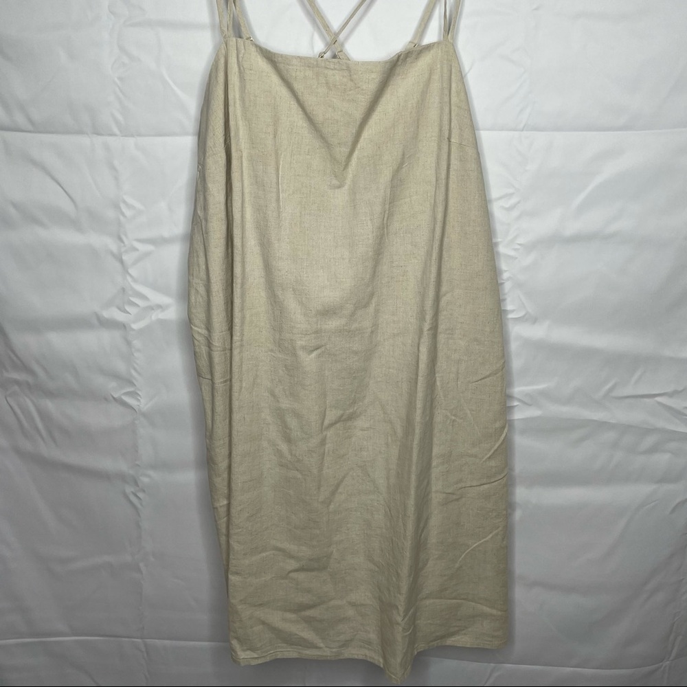 Cream spaghetti strap simple mini dress